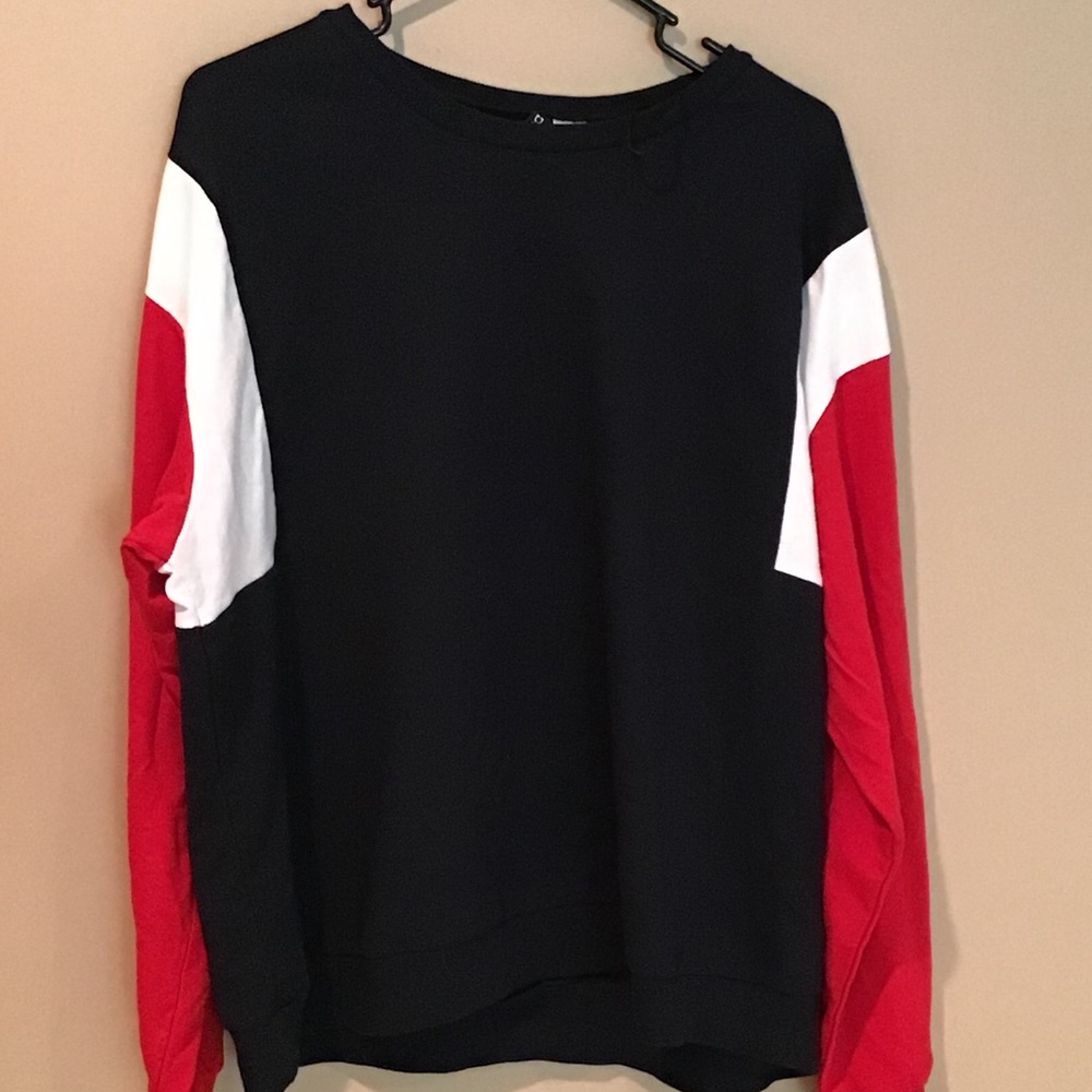 Blue, white, red thin sweatshirt
